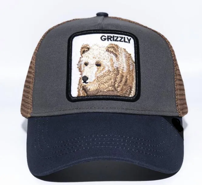A Вышивка GRIZZLY Snapback бейсболка для дальнобойщика козырек животная ферма - Цвет: A