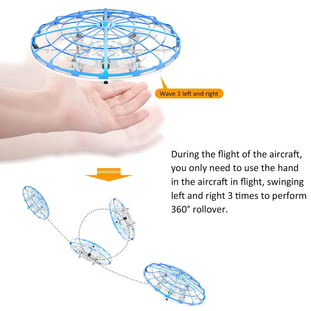 Датчик жестов Летающий НЛО светодиодный мини игрушка подвеска четыре оси летательный Дрон подарок мини НЛО Мини мальчик игрушки