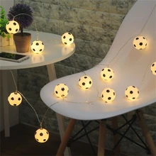 Battery Powered Christmas Soccer String Lights 1.5m 10leds Fairy Football Lamp for Sports Meeting Holiday Garden Patio Decor