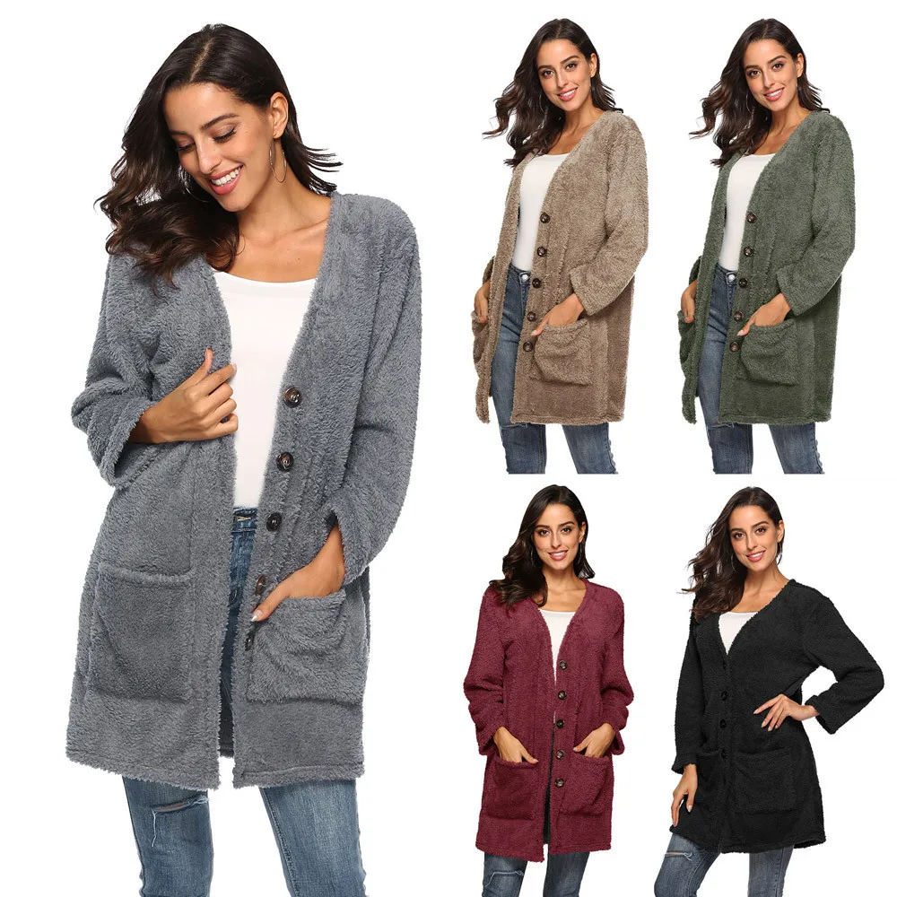 

New Ladies Fashion Thick Pullover fleece warm mid-length cardigan jacket Sweater Autumn Winter Large Size 5XL Ladies Warm Clothi