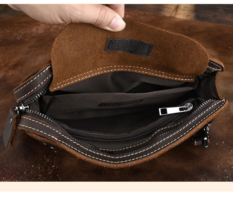 Luufan Crazy Horse Leather Men Small Hand Clutch Bag Cow Leather Shoulder Clutch Wallet With Chain Business Sling Document bag 6
