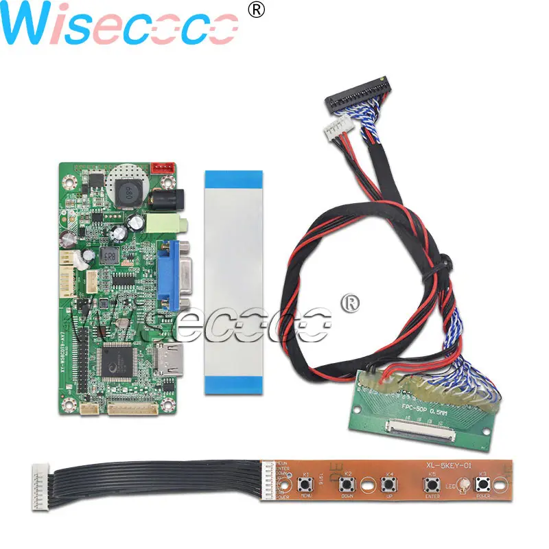 Wisecoco 12,3 дюймов 1920 × 720 ЖК-дисплей Экран бар Дисплей 1000 нит емкостный сенсорный экран Сенсор 50pin низковольтного дифференциального сигнала HDMI VGA плата андроида