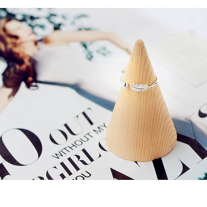 Simple Fashion Silver Color Cute Elegant Feather Adjustable Ring Fine Jewelry Ring For Women Party Accessories - Image 4