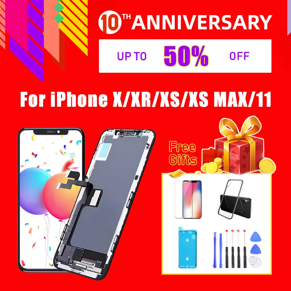 Сменный ЖК экран Elekworld для iphone X OLED XS XR TFT MAX 11 с 3D сенсорным дигитайзером|Экраны