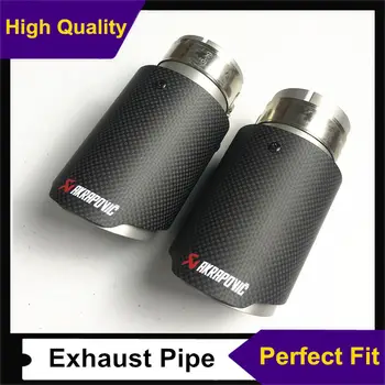 

2 Pieces Universal Single Exhaust Tail Tip Auto Muffler Matte Carbon Fiber Exhaust End Pipes For Car Accessories