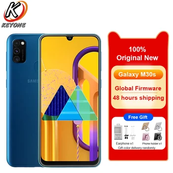 Перейти на Алиэкспресс и купить Новый Смартфон Samsung Galaxy M30s, 6 ГБ ОЗУ 128 Гб ПЗУ, мобильный телефон, 6,4 дюйма, Восьмиядерный, тройная камера заднего вида, 48MP + 8MP + 5MP, две sim-карты