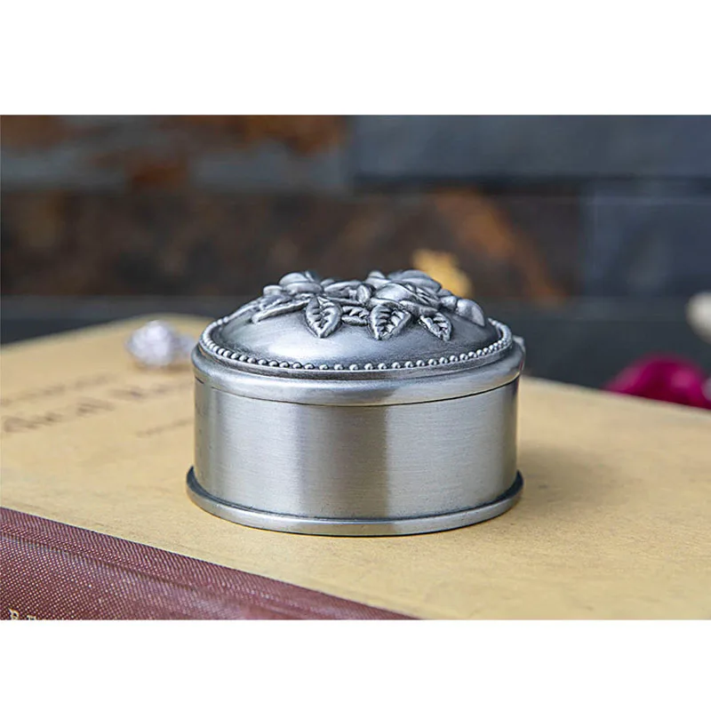 Classic Vintage Heart Rounded Shape Metal Jewelry Box Ring Trinket Storage Organizer Chest Christmas Gift