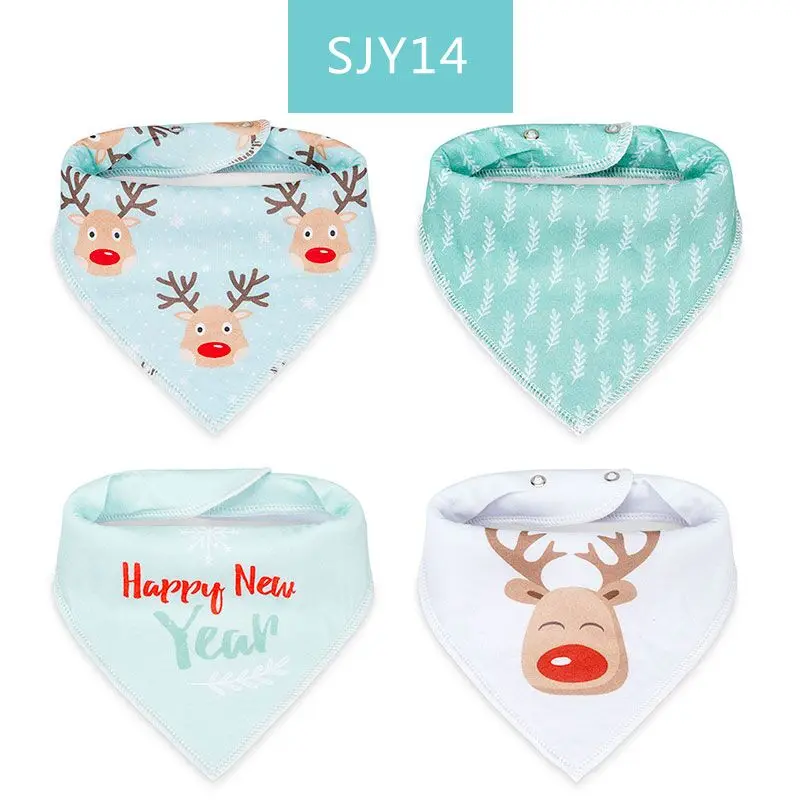 4 шт. Детские двухслойные нагрудники из хлопка|triangle head scarf|bandana bibssaliva towel |