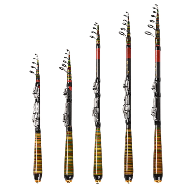 Portable Multifunction Mini Fishing Rod Retractable 1.2m-2.4m Carbon Fiber Travel Rod Section 6 Telescopic Tackle Tools