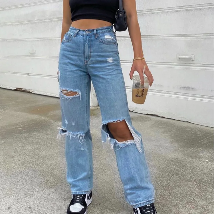 Cargo Pants Women Ripped Jeans For 