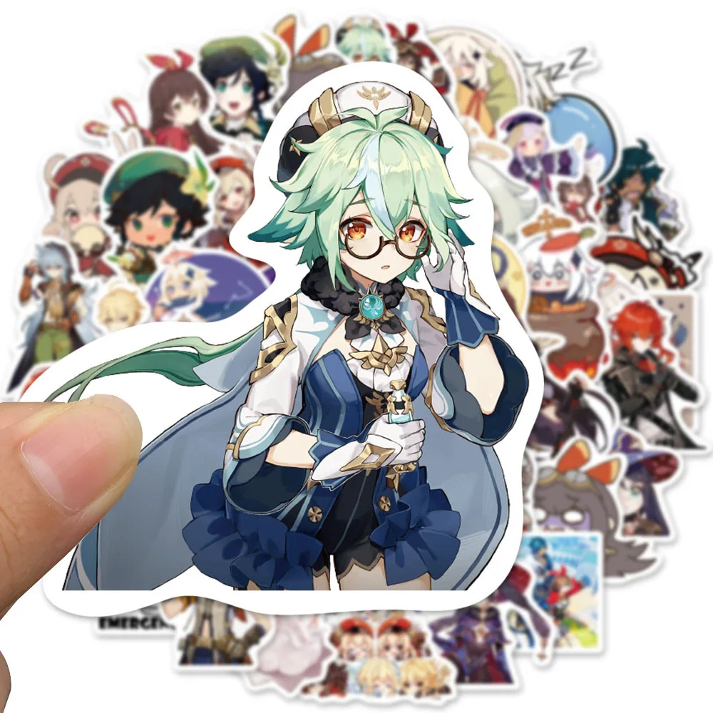 50Pcs Mona Anime Tartaglia Sucrose Genshin Eula Impact Hot Game Funny Waterproof Skateboard Cartoon Sticker Cosplay Accessories