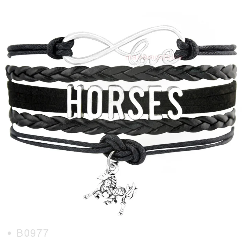 Браслеты с изображением лошади Доктор Обувь в стиле Дерби обувь для верховой езды Арабские лошади гоночный троеборью подковы браслеты с надписью "Horses" - Окраска металла: B0977