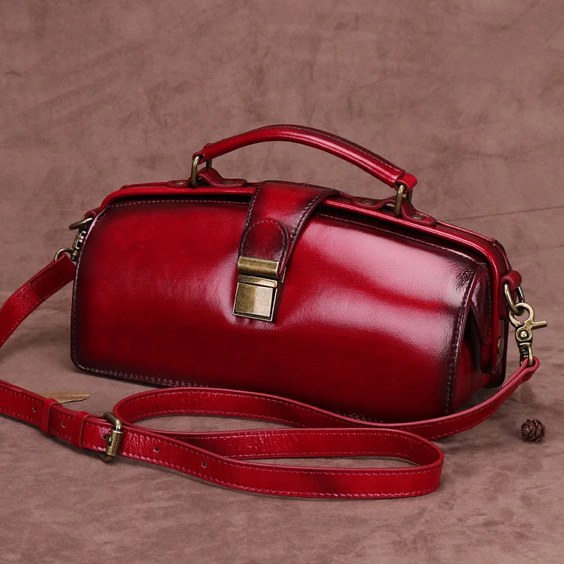 

2020 Genuine Leather Women's Bag Fashion Single Shoulder Top Layer Cowhide Hand Handmade Cool New Style