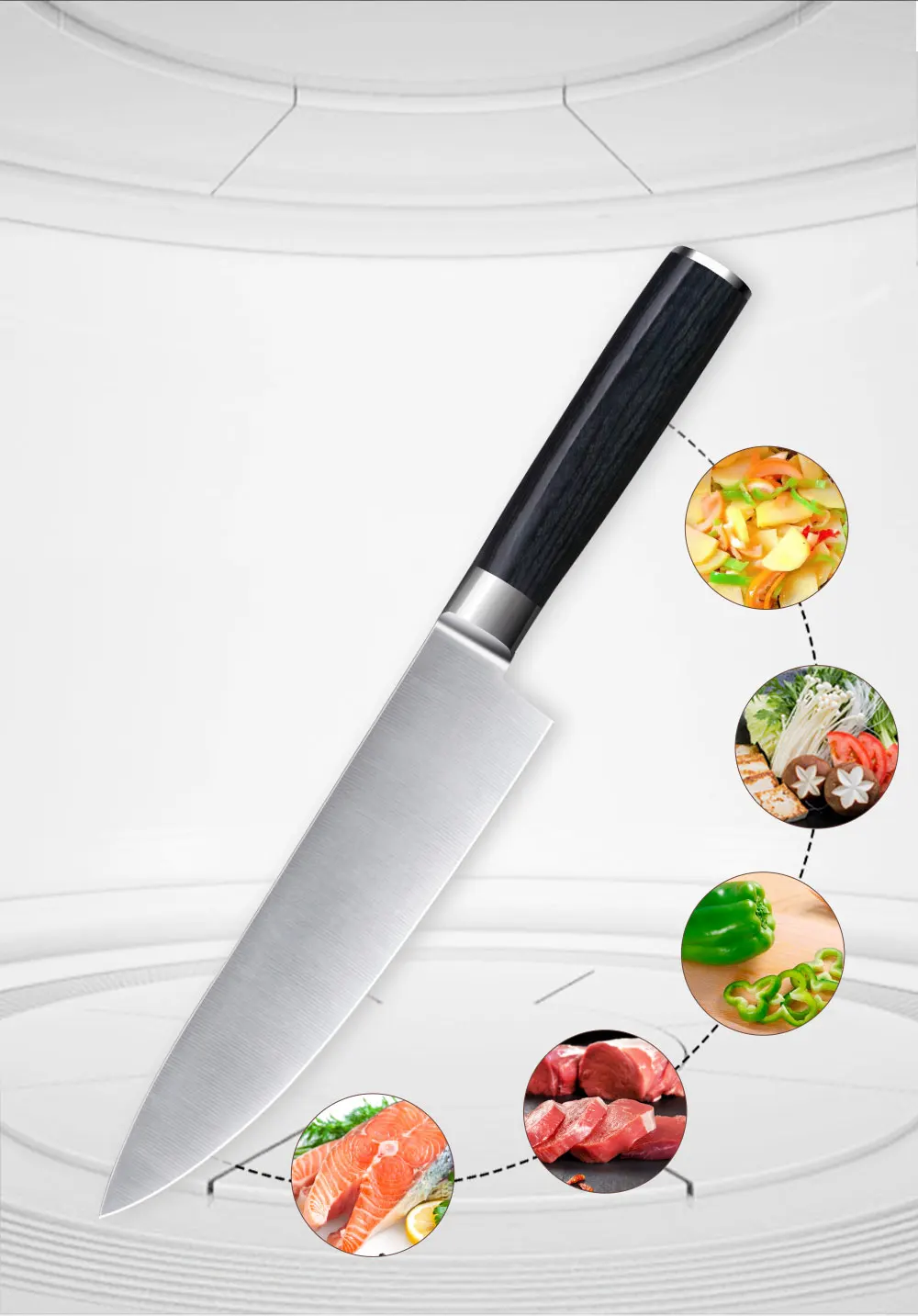 Популярный острый нож, нож из нержавеющей стали, 8 дюймов, нож для замороженного мяса, нож для шеф-повара, кухонный нож с подарочной коробкой