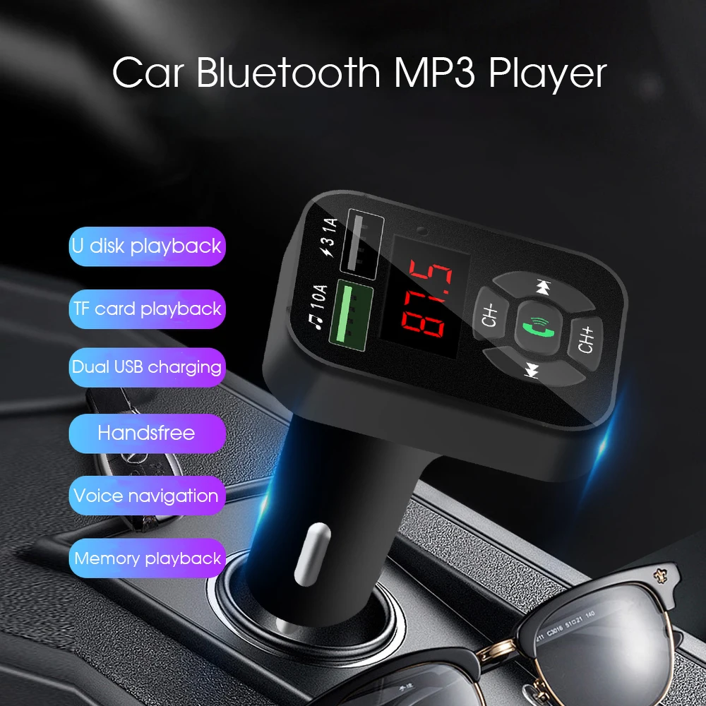 FM-передатчик Bluetooth TF 32G U-диск воспроизведение музыки Автомобильный MP3-плеер 2 USB