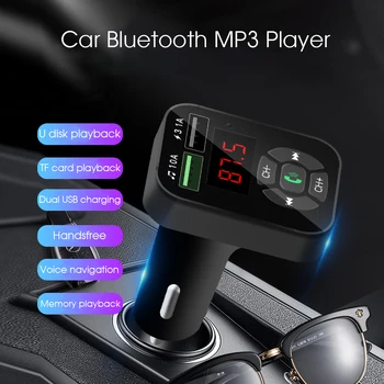 

Smart Fast Charge Handsfree FM Transmitter USB Car Charger Bluetooth 5.0 Car Kit For Phone Auto Speakers Car Mp3 Music Player