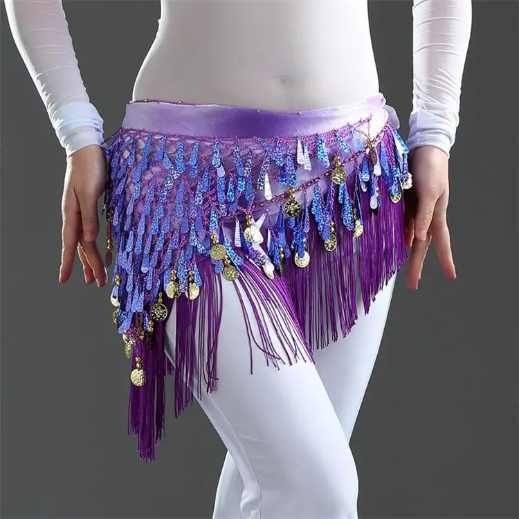 DJGRSTER New Handmade Beaded Hip Scarf Belly Dance Waist Band Golden Silver Gypsy Tassel Sequins Tribal Belt Belly Dance Costume (4)