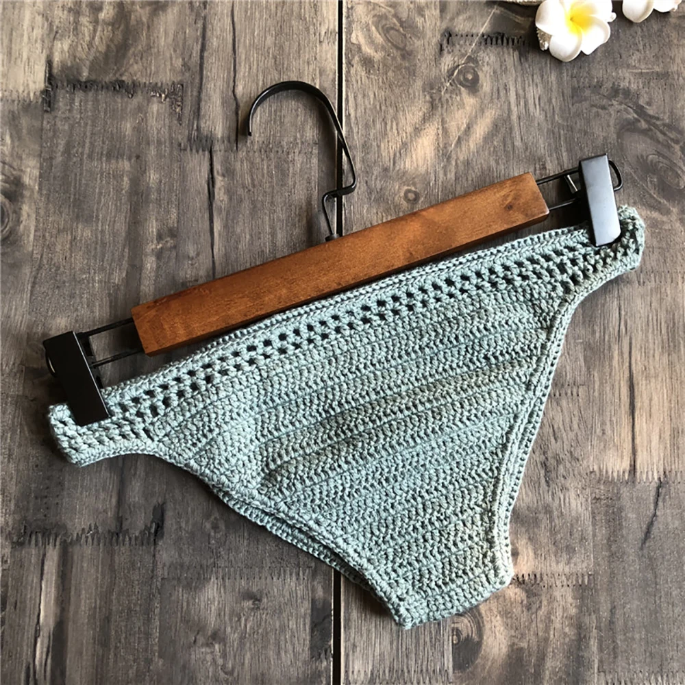 Sfit 2020 Women Sexy Crochet Bikini Bottom Boho Thong Swimwear Handmade Swimsuit Knitting Shorts Hollow Two Piece Separates
