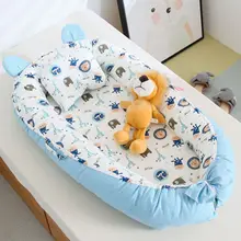 Lit nid 100% coton pour bébé, 90x50cm, avec oreiller, berceau Portable détachable pour nouveau né
