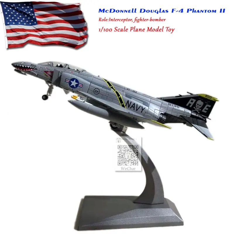 WLTK 1/100 масштаб военная модель игрушки F-4 Phantom II VF-84 Jolly Rogers Fighter литой металлический самолет модель игрушки для сбора/подарка