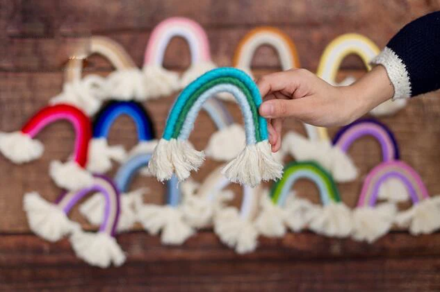 Ylsteed Newborn Photo Props Hand Made Cotton Rainbow Style Rope Home Deco Newborn Photography Accessories Baby Picture Idea