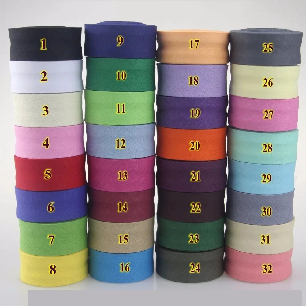 Cotton Bias Tape 25mm (1") Extra Width 12 Meters Backside Ironed Single Folded For Garment Craft Sewing Accessories Diy