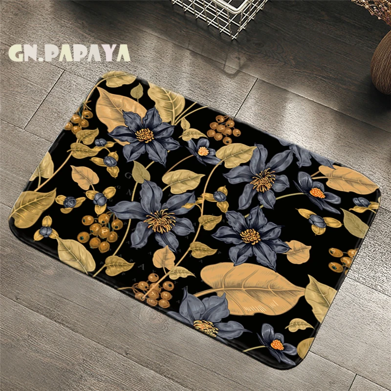 Ковер в скандинавском стиле с крыжовником, богемный коврик для ванной комнаты, коврики для туалета, ковер для кухни, коврик с тропическим листом, Впитывающий Коврик для двери