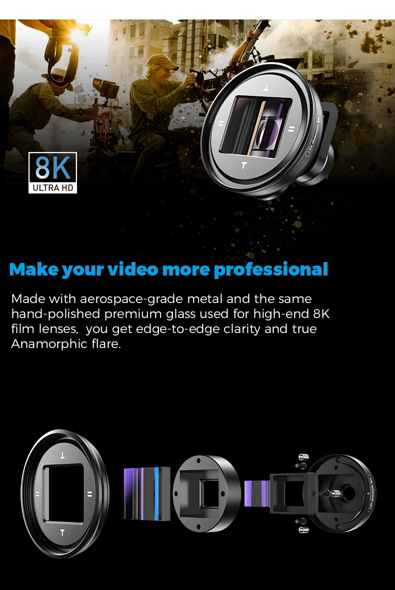 APEXEL professional 1.33x anamorphic lens HD WideScreen moive Lens 6