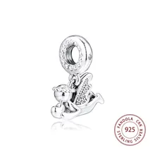 Новинка, зимний браслет Pandora, 925 пробы, серебряный, ангел любви, Висячие Подвески, бусины для изготовления ювелирных изделий, kralen perle