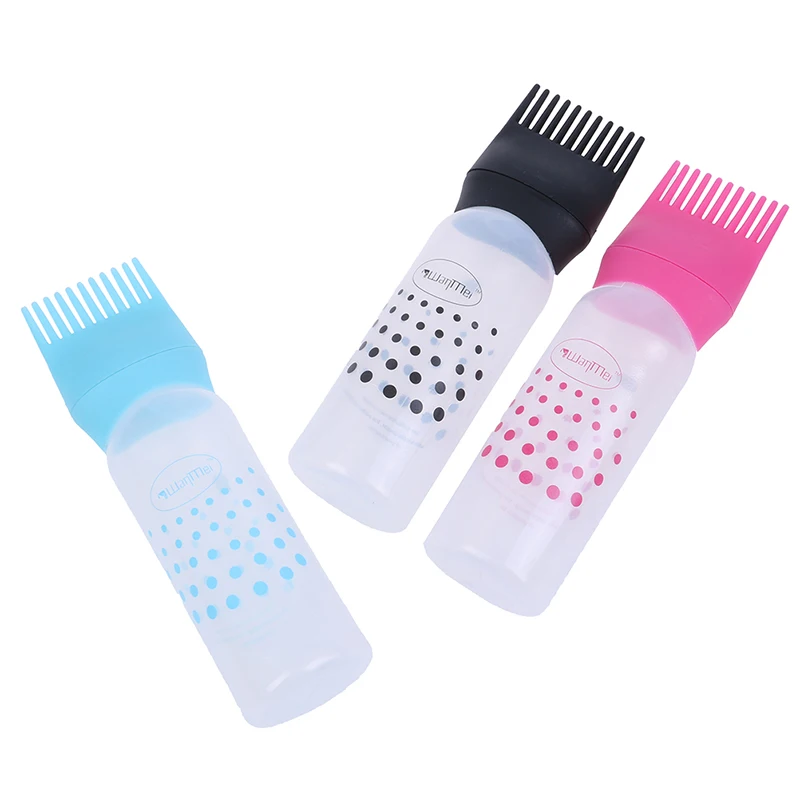 Plastic Hair Dye Shampoo Bottle Applicator With Graduated Brush Dispensing Kit Salon Hair Coloring Dyeing Styling Tools