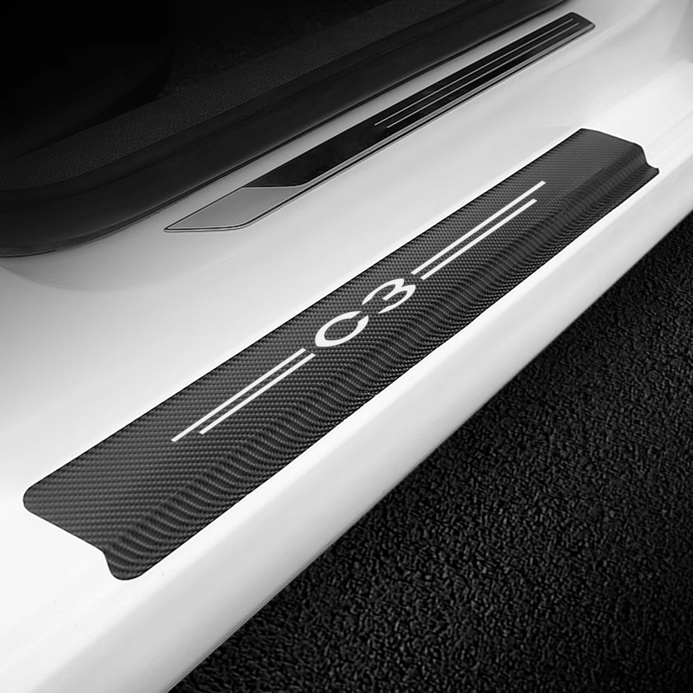 4 шт. наклейки на пороги автомобиля для Citroen C3 Авто углеродное волокно материал наклейка углеродное украшение автомобиля Тюнинг автомобильные аксессуары