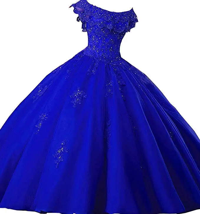 ANGELSBRIDEP Новое поступление прозрачные аппликации бальные платья Vestidos De 15 Anos сексуальные блестящие хрустальные тюлевые дебютантные вечерние платья - Цвет: Синий