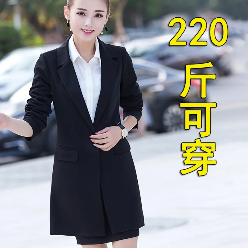 

Large Size Professional Female Suit Mid-length Slimming Large GIRL'S Plus-sized Spring And Autumn Female Suit Coat 200