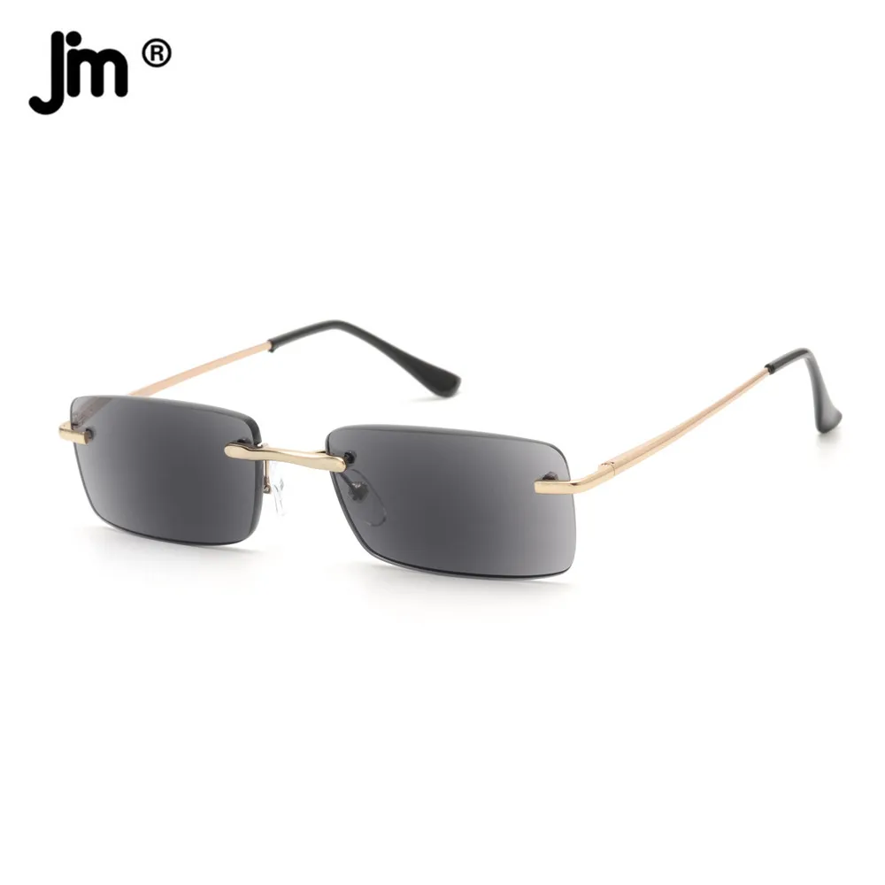 JM 2022 Spring Hinge Square Rimless Reading Sunglasses Men Women Vintage Rectangle Sun Reading Glasses UV400
