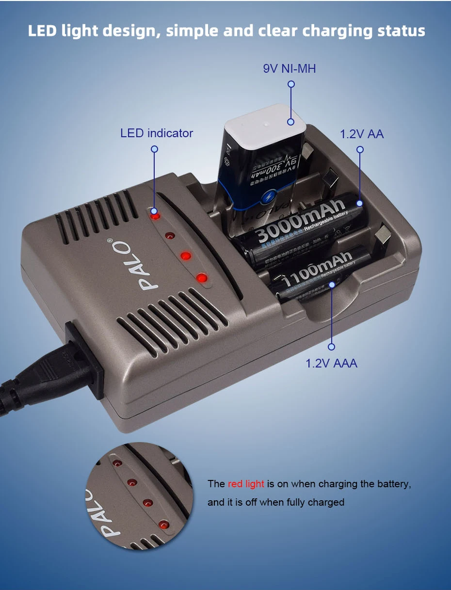 palo 9v ni-mh com carregador de bateria