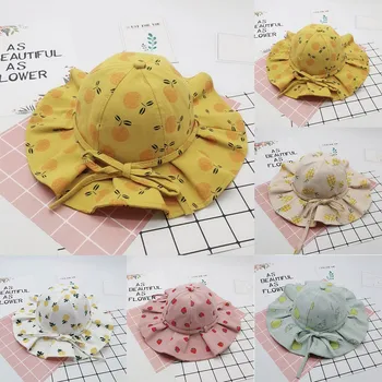 

Summer Baby Hat Cute Girls Fruit Print Bow Fisherman Hat Protection Children Basin Hat casual children's cap кепка детская