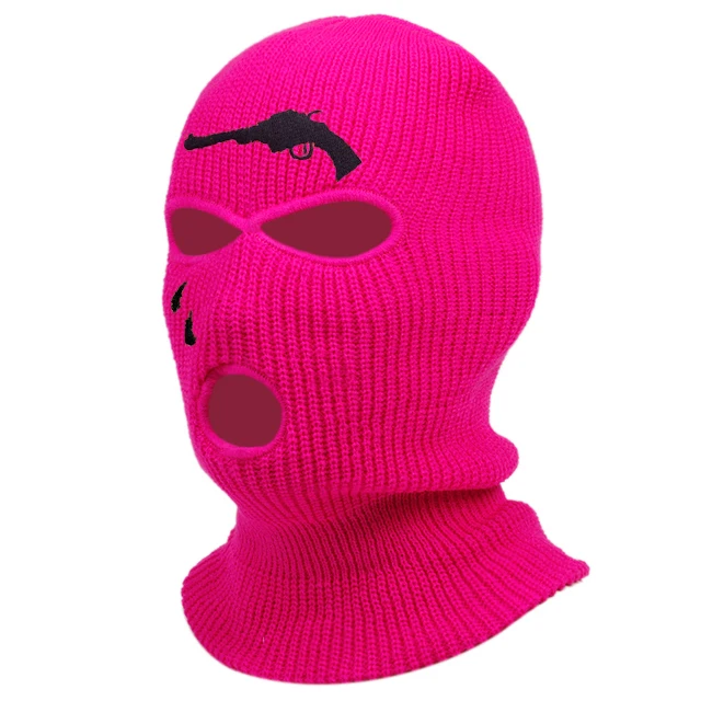 2022 New Limited Gun-Embroidered Mask Neon Balaclava 3-hole Ski Mask Tactical Mask Full Face Mask Winter Hat bone masculino beanie skully hat Skullies & Beanies