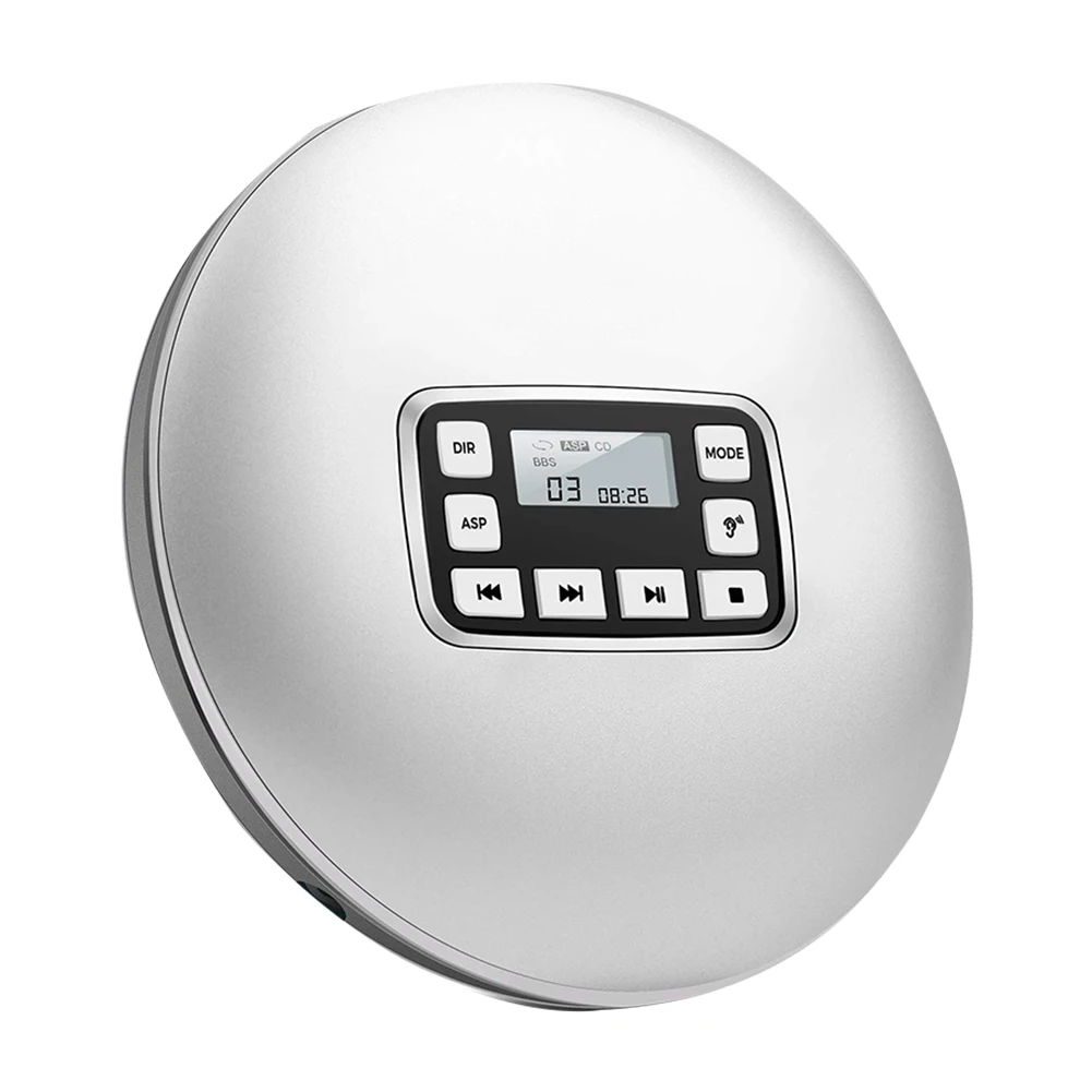 

Round HIFI Shockproof Stereo Music Portable Compact Disc Protection With Electronic Skip Headphone Jack CD Player Acoustic