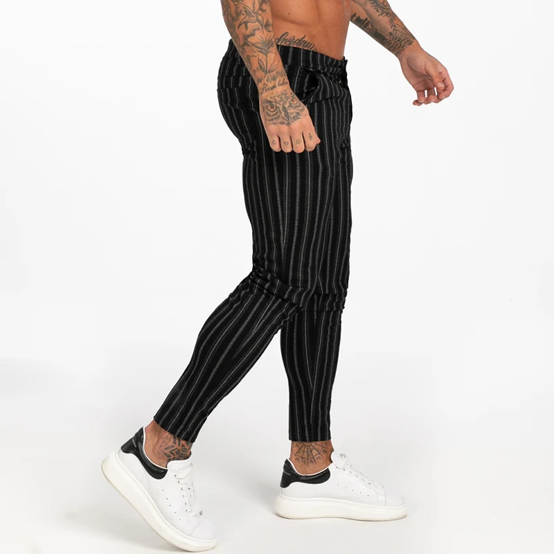Осень-зима Для мужчин s Чино Slim Fit Черные Брюки Чинос Для мужчин эластичные штаны толстые Повседневное ботильоны плотное прилегание уличные zm385