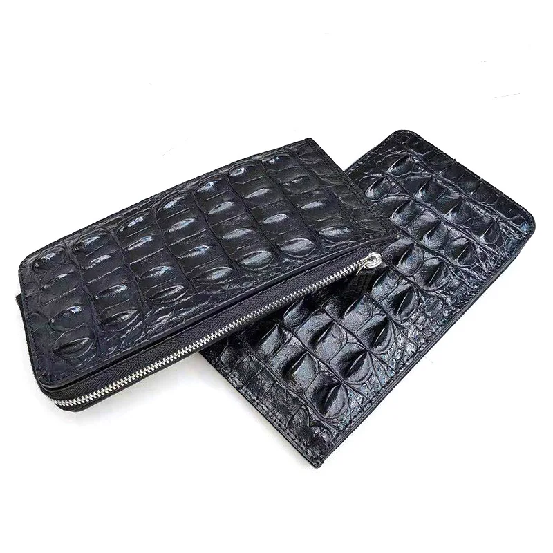 

050-1 Crocodile Leather Long Zipper Wallet Card Holder For Men