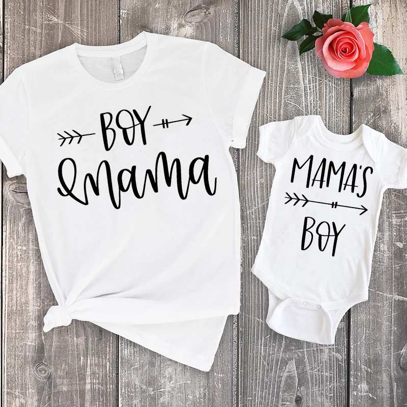 2020 maman et fils correspondant vêtements famille Look été chemises maman petit garçon bébé body barboteuses + maman t-shirt ensemble