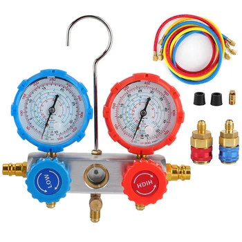 

Refrigerant High/Low Pressure Gauge Manifold Diagnostic Manometers Set Car Air Conditioning Repairing Tool for R410, R22, R134a