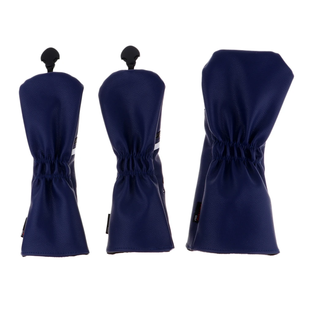 3Pcs/4Pcs Set Premium PU Golf Head Covers No. 1 3 5 UT Wood Driver Club Protector Replacement & Interchangeable Number Tag