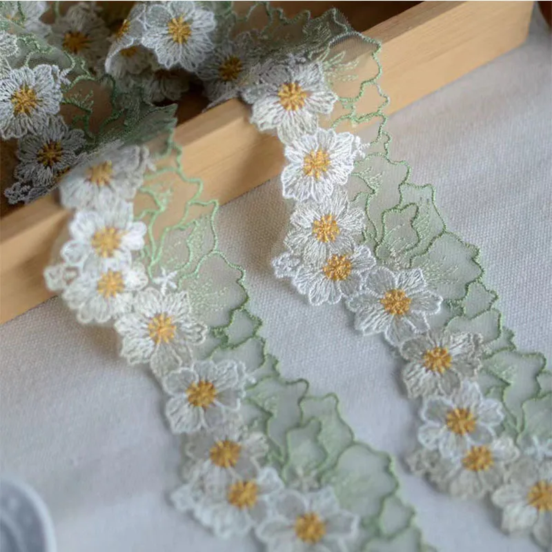 Lace Fabric 5.5cm Wide Cotton Embroidered Flower Lace Fabric Dubai Sewing DIY Trim Ruffle Applique Ribbon Collar Decor