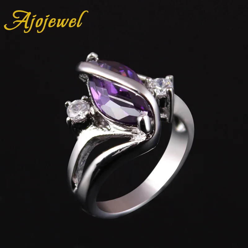 Ajojewel, сверкающие обручальные кольца с кубическим цирконием для женщин, красные, фиолетовые, простые кольца из камней правильной геометрической формы, роскошные кольца
