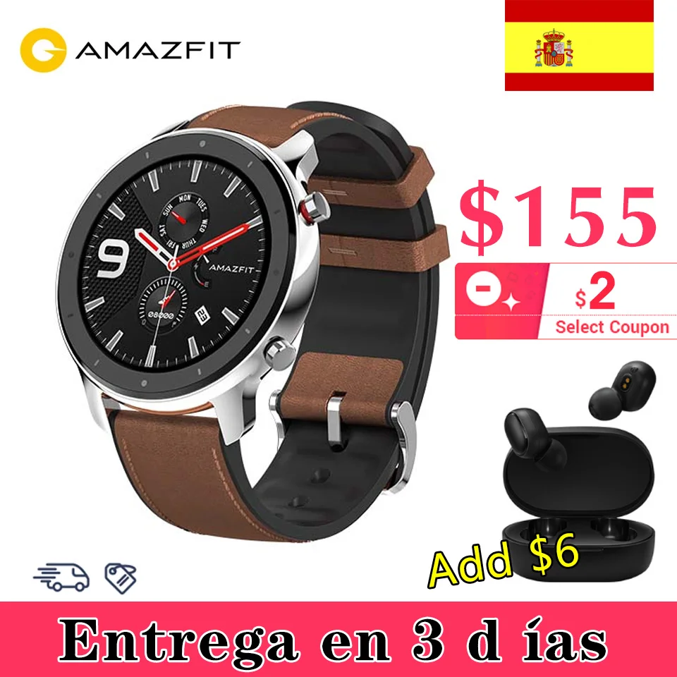 Смарт часы Amazfit GTR 47 мм Xiaomi Huami 5 АТМ водонепроницаемые спортивные умные 24 дня