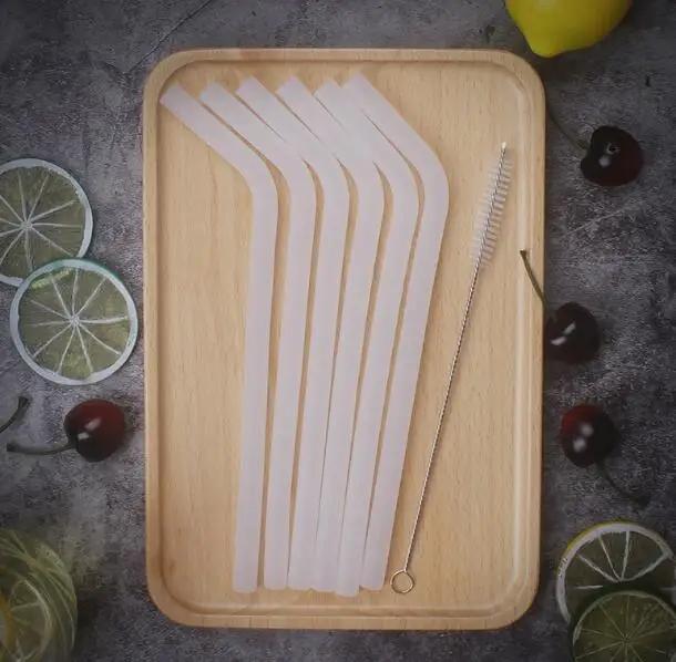 

100 компл./лот 22 см 6 шт. многоразовые прозрачный питьевой соломы силиконовые трубочки + 1 шт. очиститель кисти набор для вечерние поставки