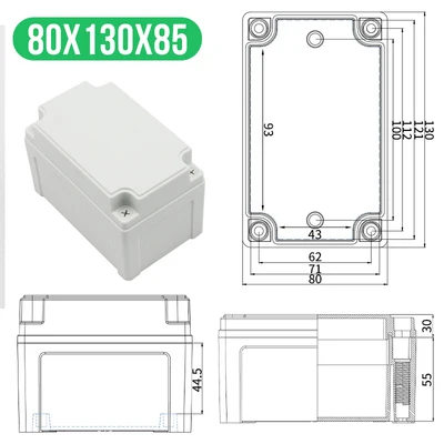 130x80x85mm(LxWxH) Высококачественная Водонепроницаемая электрическая распределительная коробка серии AG, IP67, ABS пластик, RoHS, чехол для корпуса, наружная распределительная коробка - Цвет: 130x80x85mm(LxWxH)