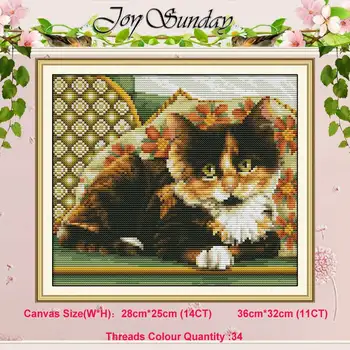 

Kitten patterns counted 11CT 14CT Animals Cross Stitch Sets DIY Chinese Cross-stitch Kits Embroidery Needlework Home Decor