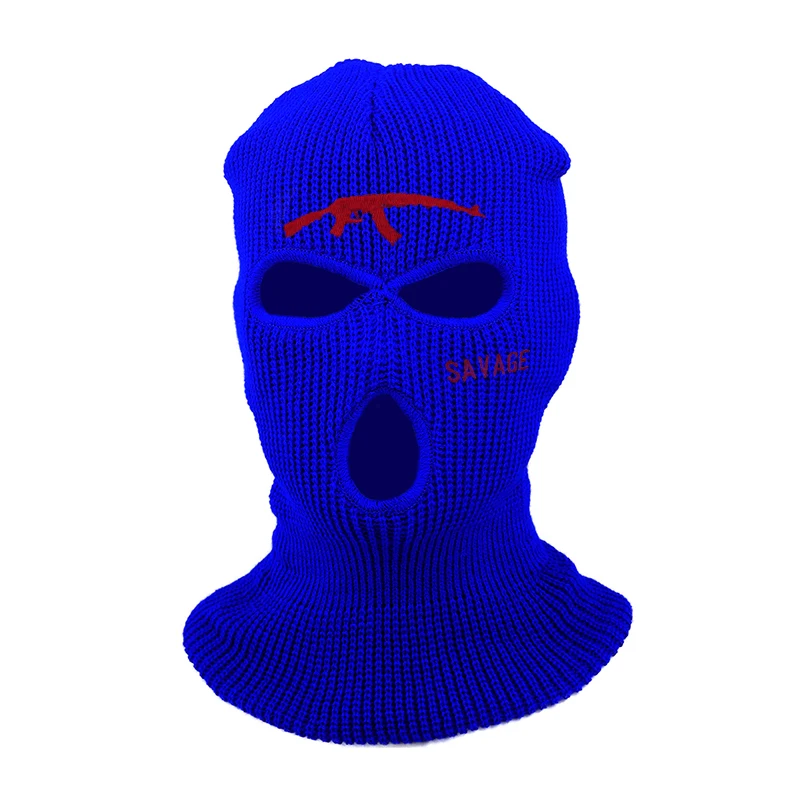 orange skully hat Cool! Brand Winter Fashion Warm AK47 SAVAGE Ski Mask Hats 3-Hole Knit Full Face Cover Balaclava Hat Unisex Embroidery Beanies rolled up skully hat Skullies & Beanies